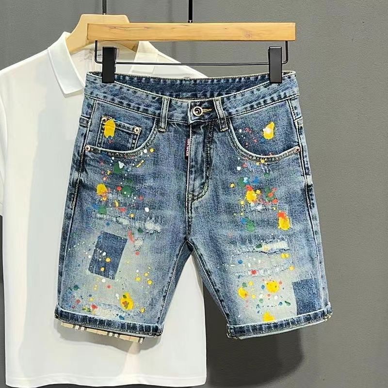 Jeans Pants Fashion Men - Erkek Kısa Kot Pantolon Graffiti Ince
