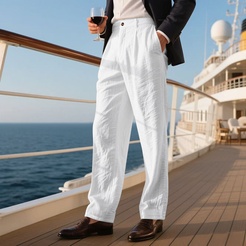 Chino Pants Men - Erkek Yüksek Bel Pileli Pantolon Düz