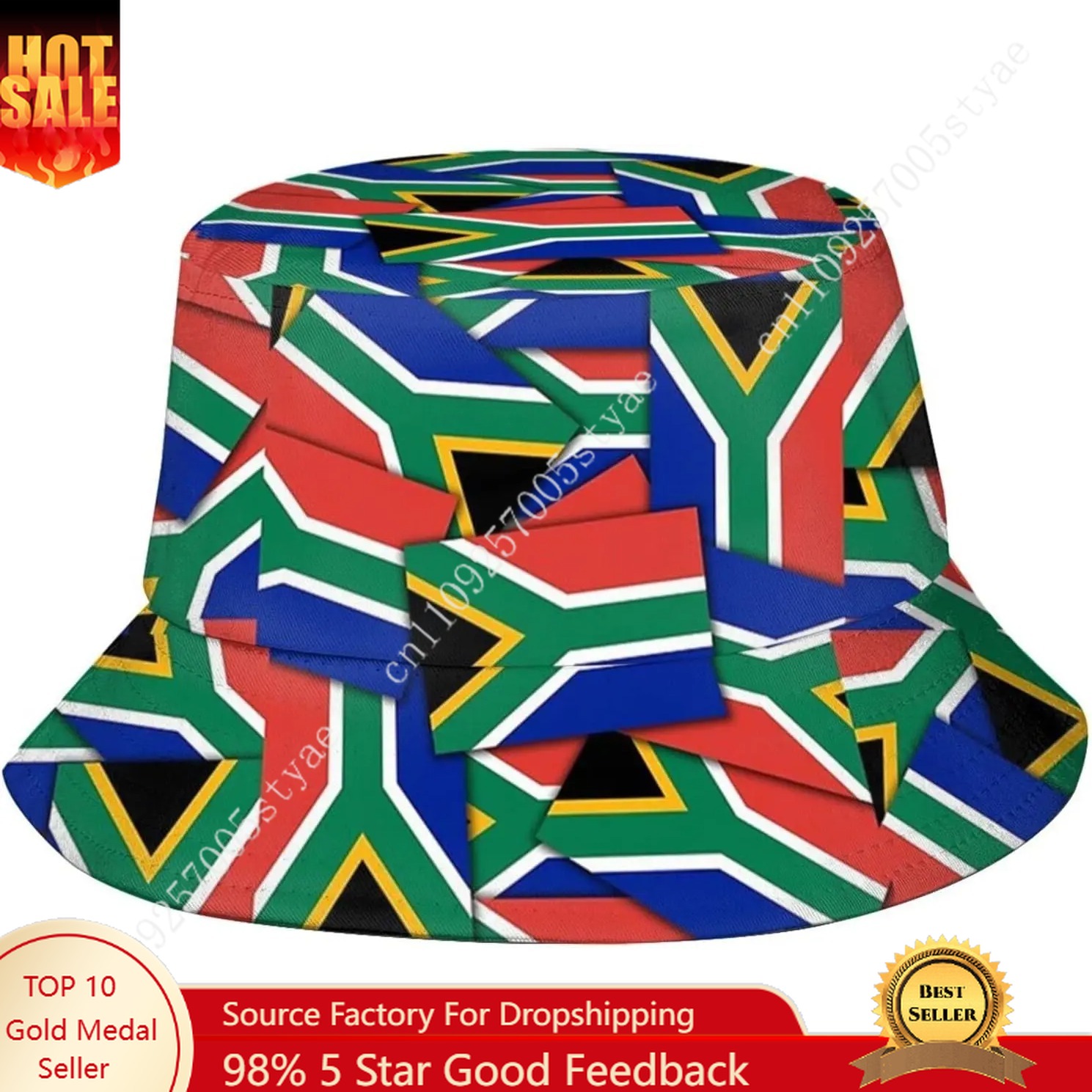 Mens Fashion Bucket Hat - Güney Afrika Bayraklı Kova Şapka Erkek