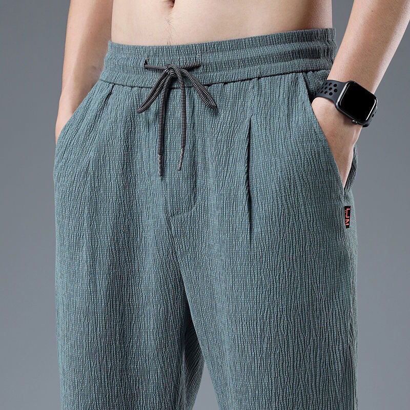 Chino Pants Men - Yaz Buz Ipek Erkek Jogger Keten