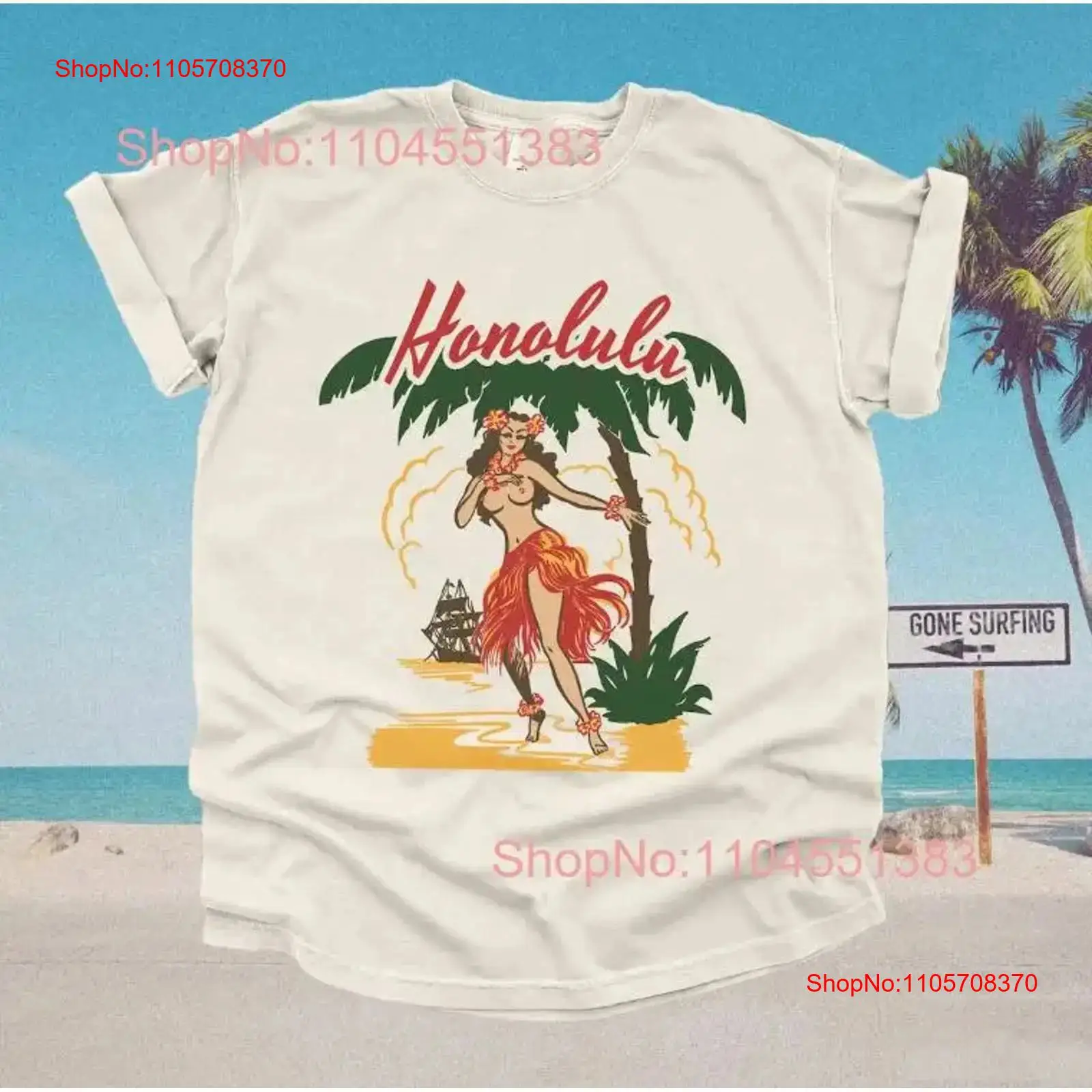 Mens Fashion In The 50S - 50'li yıllar Honolulu Hawaii Tişörtü Retro