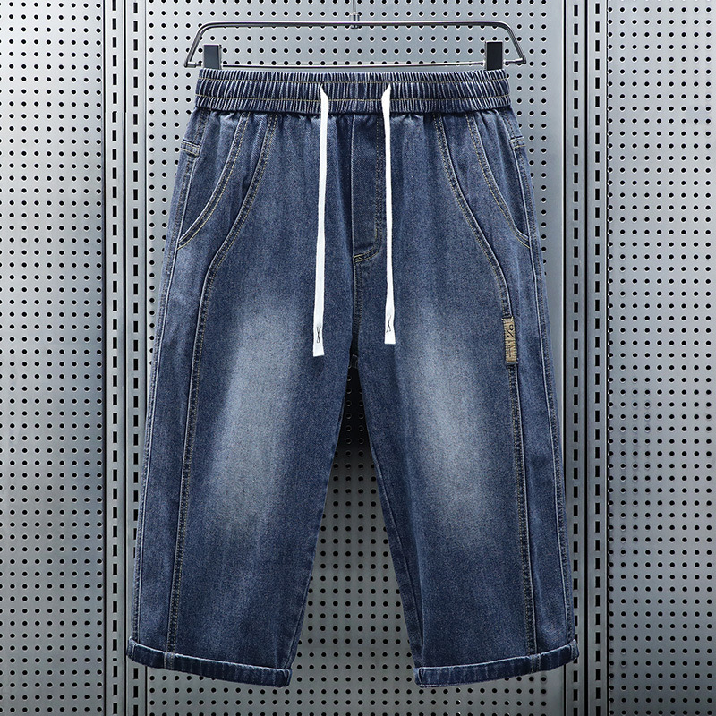 Jeans Pants Fashion Men - Erkek Yazlık Elastik Bel Kırpılmış Kot