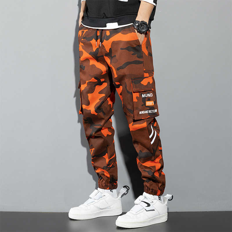 Chino Pants Men - Turuncu kargo pantolon erkekler Hip Hop