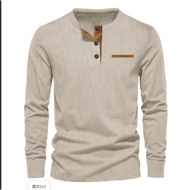 Men'S Fashion Looks - Erkek Fitilli Kadife Henley Yaka Uzun