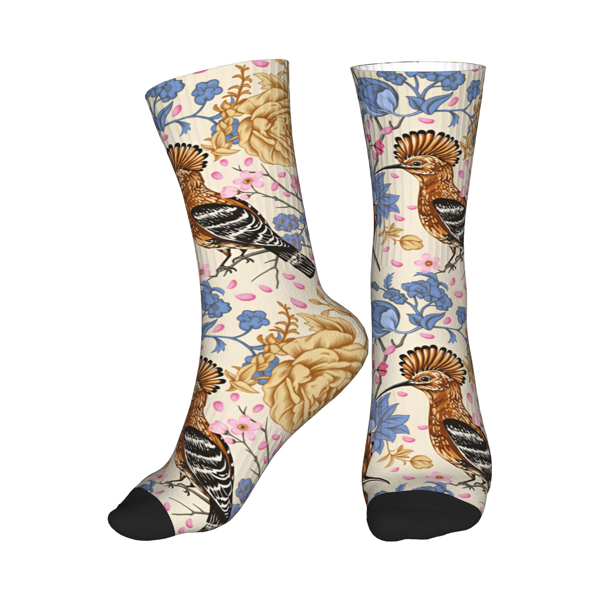 Men Fashion Vintage - Hoopoe Bird Mavi Şakayık Vintage Çiçekli