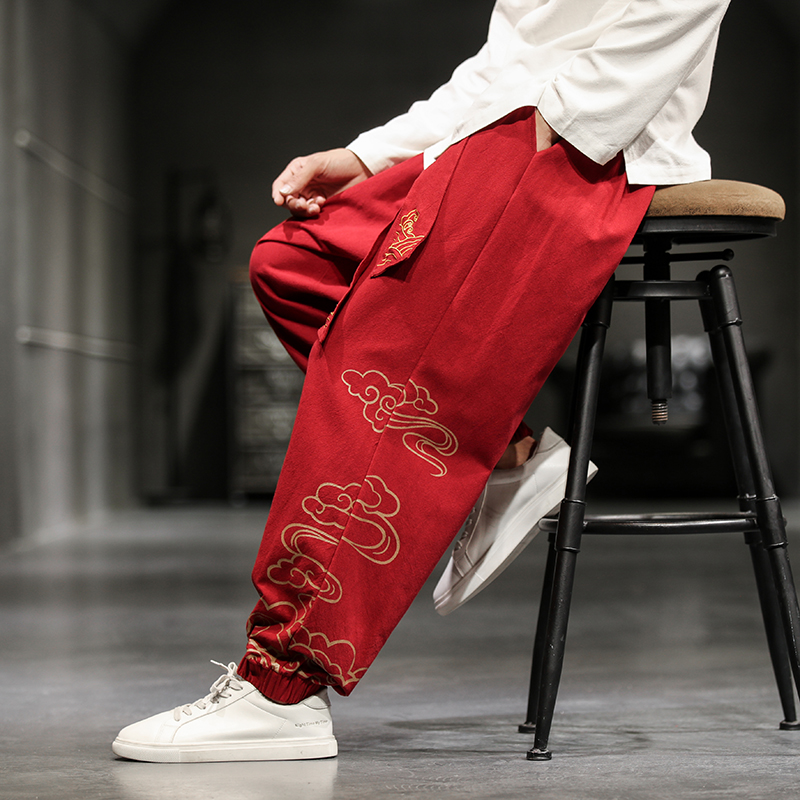 Çin tarzı Retro uğurlu bulutla - Chino Pants Men incelemesi ve fiyatı