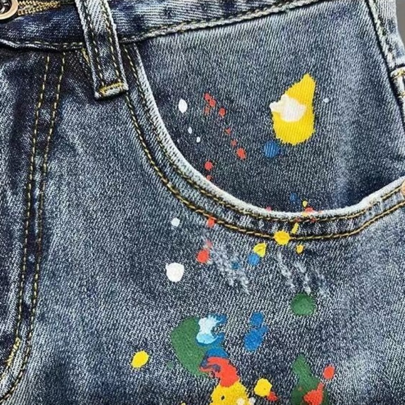 Erkek Kısa Kot Pantolon Graffi - Jeans Pants Fashion Men incelemesi ve fiyatı