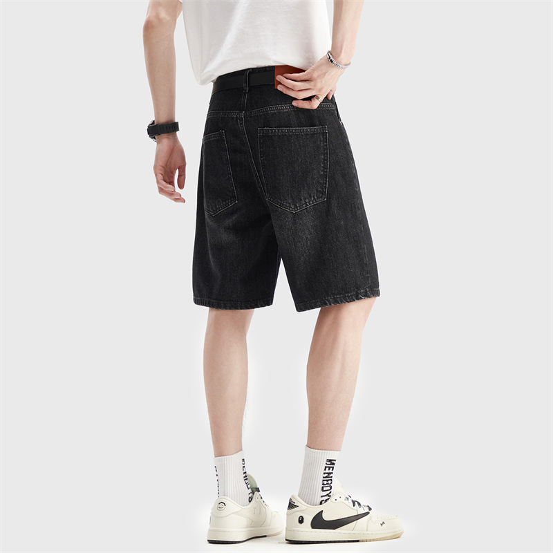 Yaz Ince Siyah Kot Şort erkek  - Jeans Pants Fashion Men incelemesi ve fiyatı