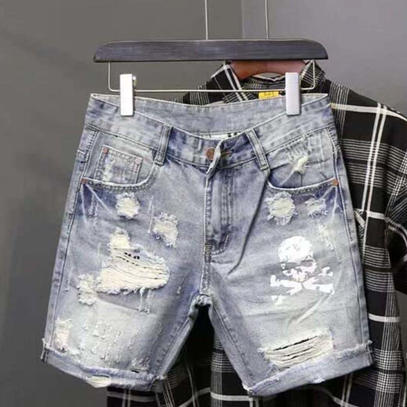 Yaz erkek yıpranmış boncuk del - Jeans Pants Fashion Men incelemesi ve fiyatı