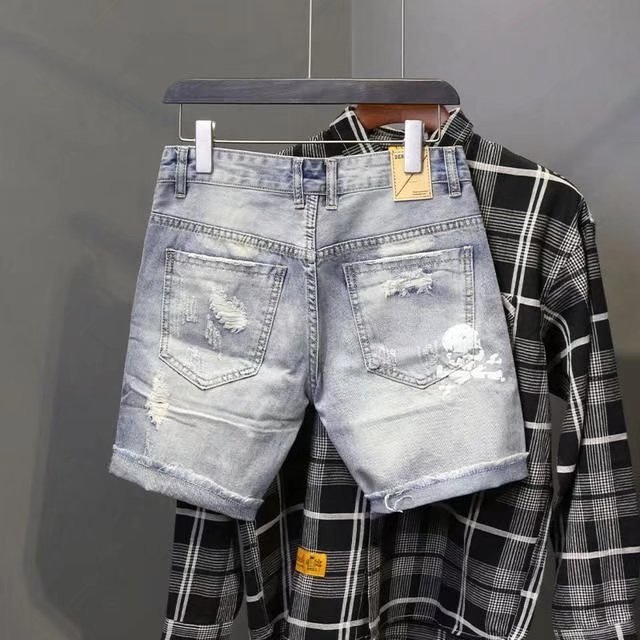 Yaz erkek yıpranmış boncuk del - Jeans Pants Fashion Men incelemesi ve fiyatı